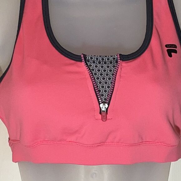 Fila Hot Pink Sports Bra Half Zipper Front Medium - Picture 3 of 13